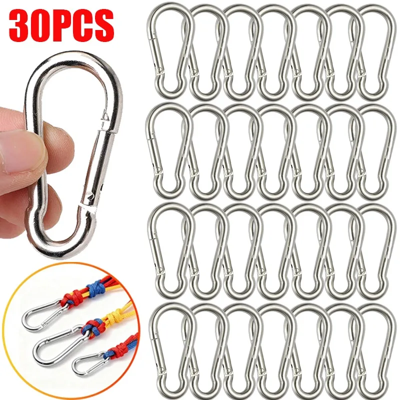 Stainless Steel Carabiner Clips Heavy Duty Outdoor Camping Hammock Spring Snap Hook Hiking Travel Chain Buckle Pet Rope Clips