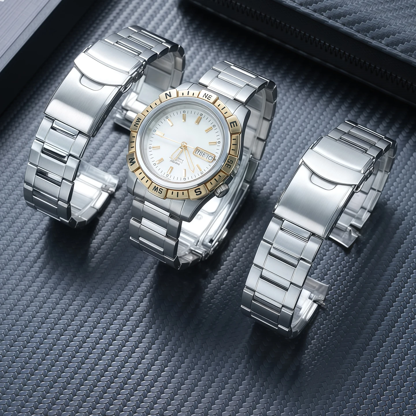20mm Arc end  stainless steel strap fit for Seiko No. 5 42mm dial watchband SNZF08F1 men's metal bracelet Waterproof watch chain