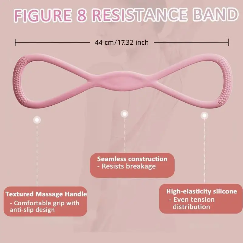 Silicone Figure 8 Resistance Bands Various Tension Levels For Yoga Home Training Back Shoulder Shaping