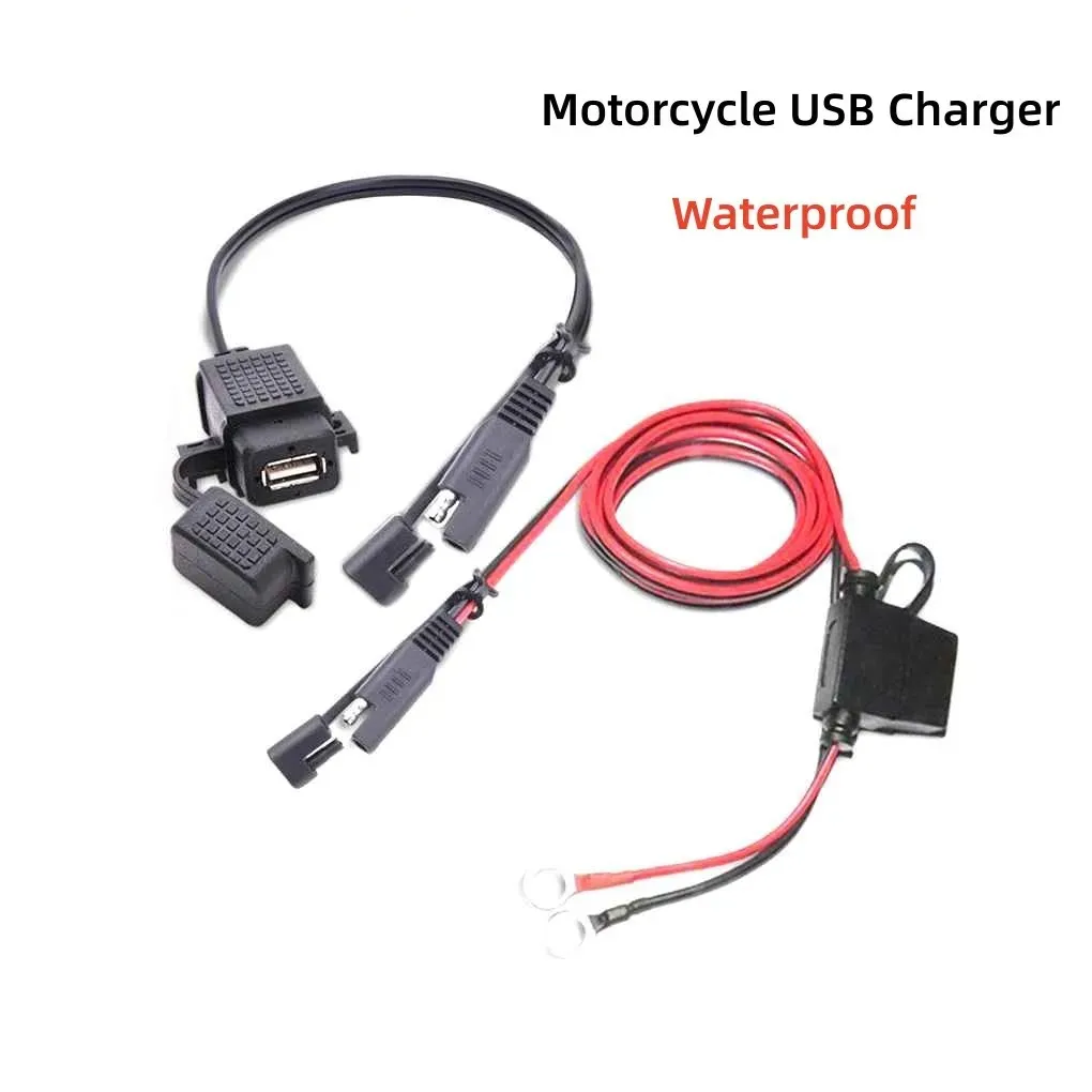 Motocicleta guiador soquete carregador rápido, carregamento rápido, veículo montado adaptador USB duplo, borracha moto acessórios