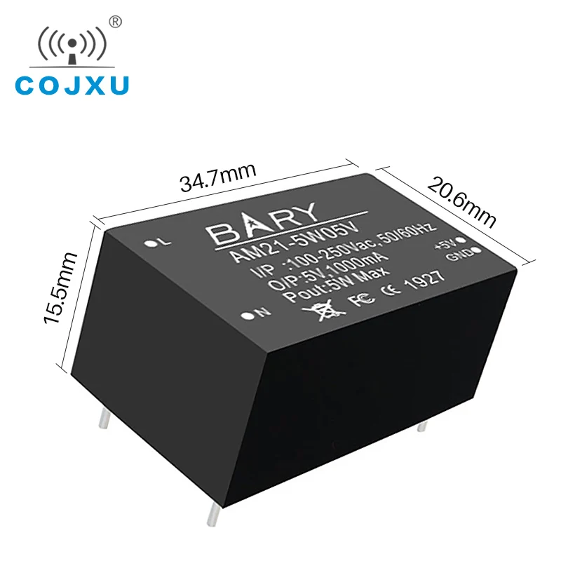 AC-DC Buck Power Supply Module 100V 250V To 5V 5W 1000mA Step-down Voltage Module AC Isolation Stabilized cojxu AM21-5W05V