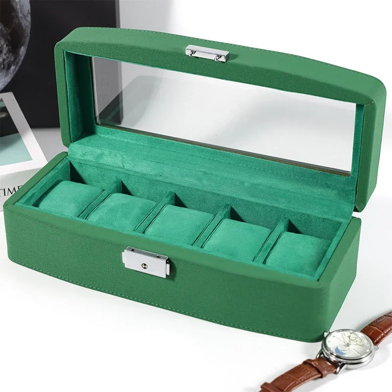 Leather Watch Case Storage Box Mens Watches Organizer Transparent Cover Large Capacity Display Luxury Rolex Wrist Watch Boxes