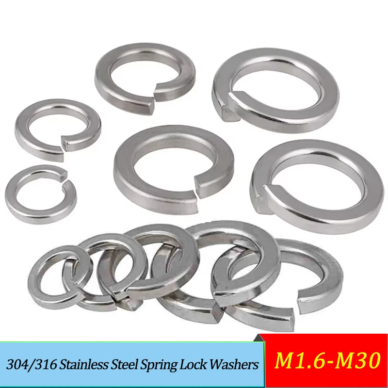 

M1.6 to M30 304 316 Stainless Steel Spring Lock Washers GB93 Standard Anti-Loose Screw Gasket for Machinery