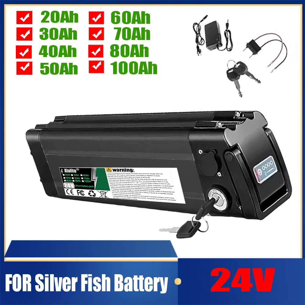 Silver Fish 24V LI-ION Battery 50Ah For 350W 500W 750W Top discharge for Heybike City Commuter