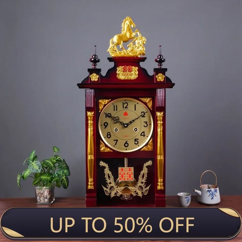 Mechanical Table Clock Wooden Vintage Desk Watch Large Decorative Living Room Tabletop Clocks Aesthetic Luxury Wall Watches