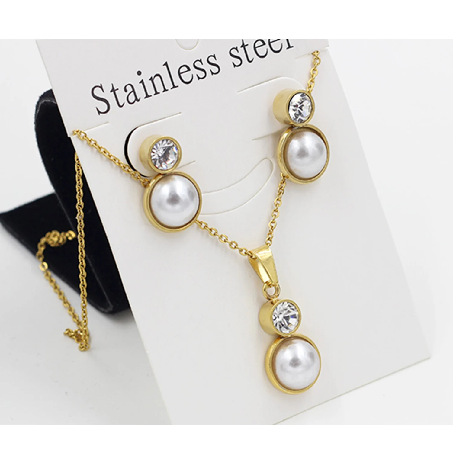 Flower Cubic Zirconia Plant Jewelry Set Pendant Necklace Earrings For Women Stainless Steel Fashion Jewelry Wholesale