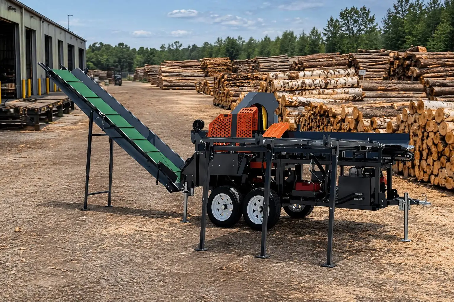Professional Firewood Processor with 12ft Conveyor 30 Ton Tow Behind Log Splitter for Rental Fleet and Forestry Distributors