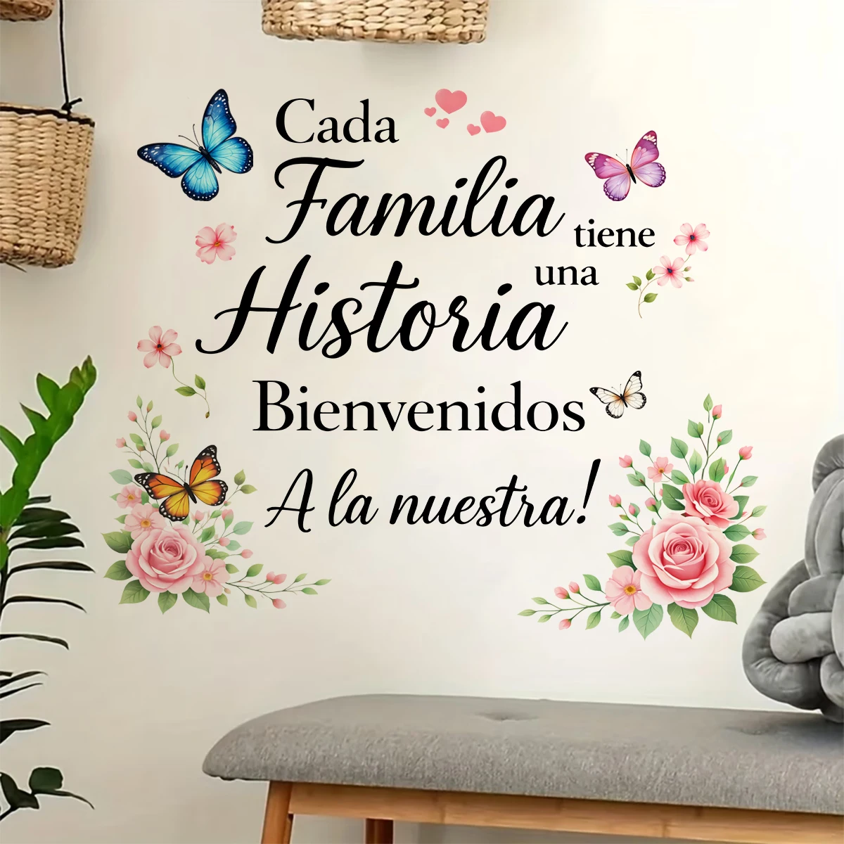 Flowers Butterflies Wall Stickers Shower Rooms Bedrooms Living Rooms Self-adhesive Murals Home Decor