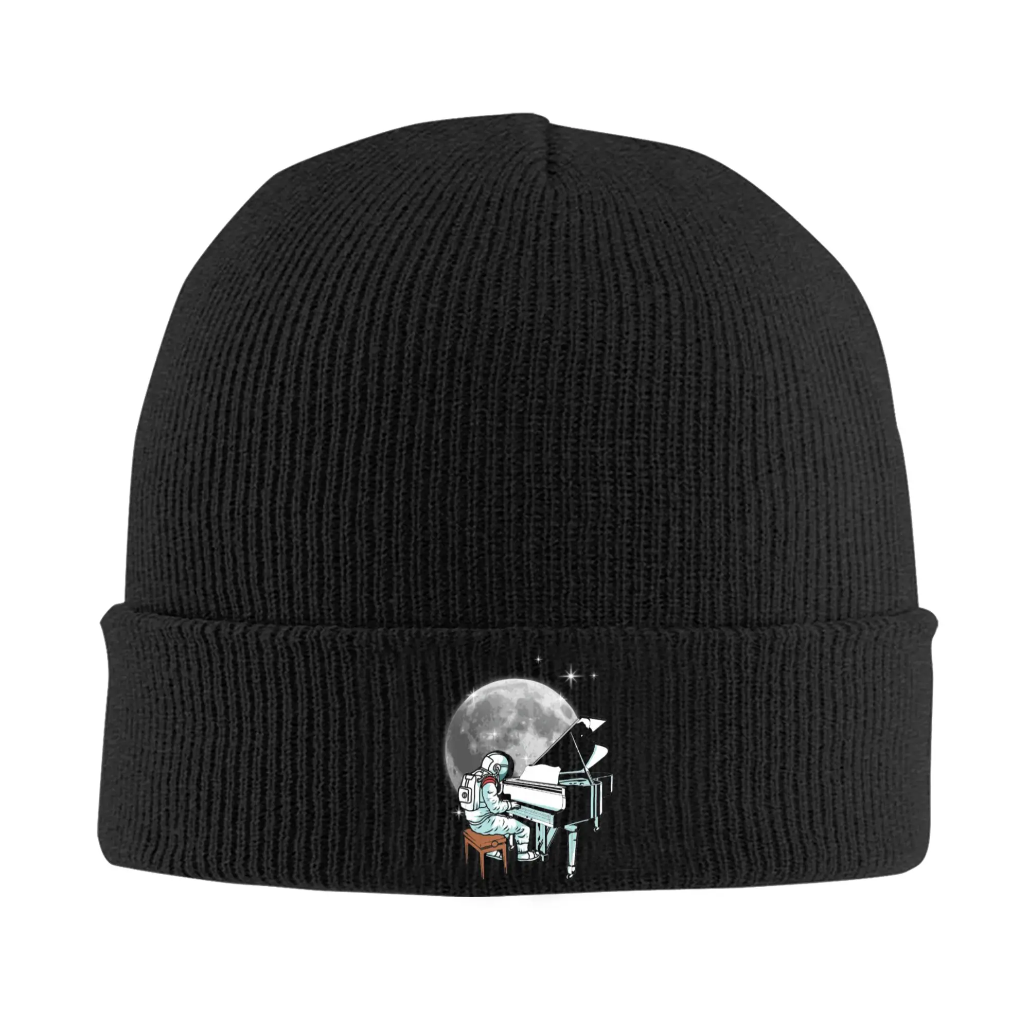 Astronaut Playing Piano Instrument Musician Pianist Bonnet Hats Beanie Hats Winter Printed Skullies Beanies Female Male Warm Cap