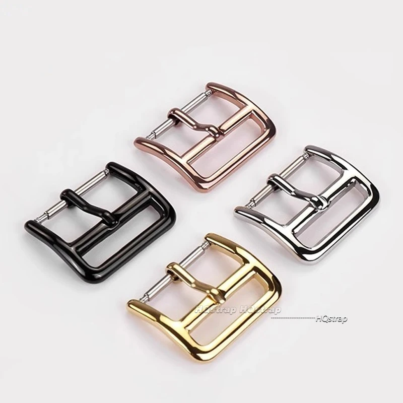 Stainless Steel Watch Buckle 12 14 16 17 18 20mm 22mm Watchband Solid Square Button Black Rose Gold Silver Metal Polished Clasp