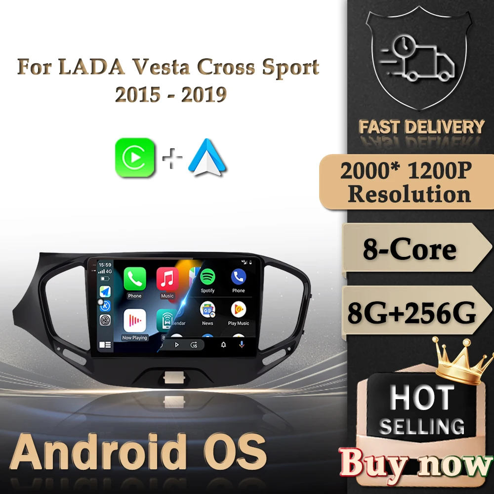 

for LADA Vesta Cross Sport 2015 - 2019 9 ''Android OS Car Multimedia Stereo Player GPS Navi Wireless Carplay WiFi 4G No 2 din BT