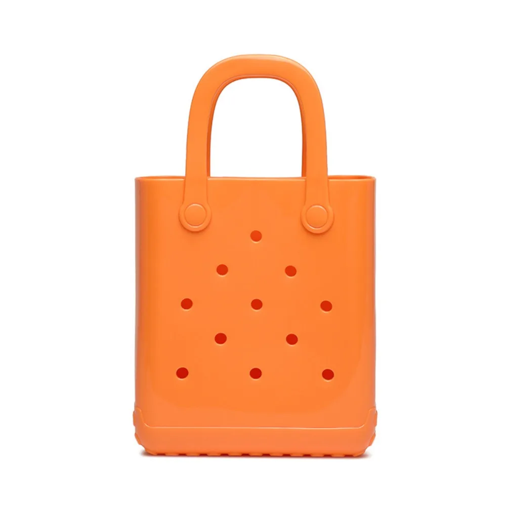 

Waterproof Summer Beach Bag Leisure DIY Candy Colored Handbags Anti-slip Large Capacity PVC Handbags with Hole Girls Gift
