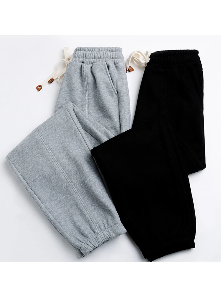 Pantalones Haren gruesos de terciopelo para otoño e invierno, pantalones informales con cordón en la cintura elástica hasta el tobillo, holgados, versátiles, ajustados, estilo callejero Y2K, 2024