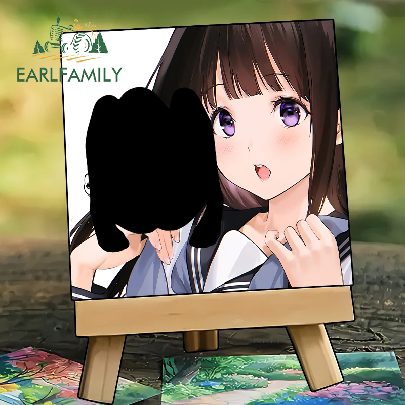 EARLFAMILY Japanese Anime Girl Car Stickers Personality Car Gadgets Graffiti Motorcycle Rearview Mirror Decal Bumper Decoration