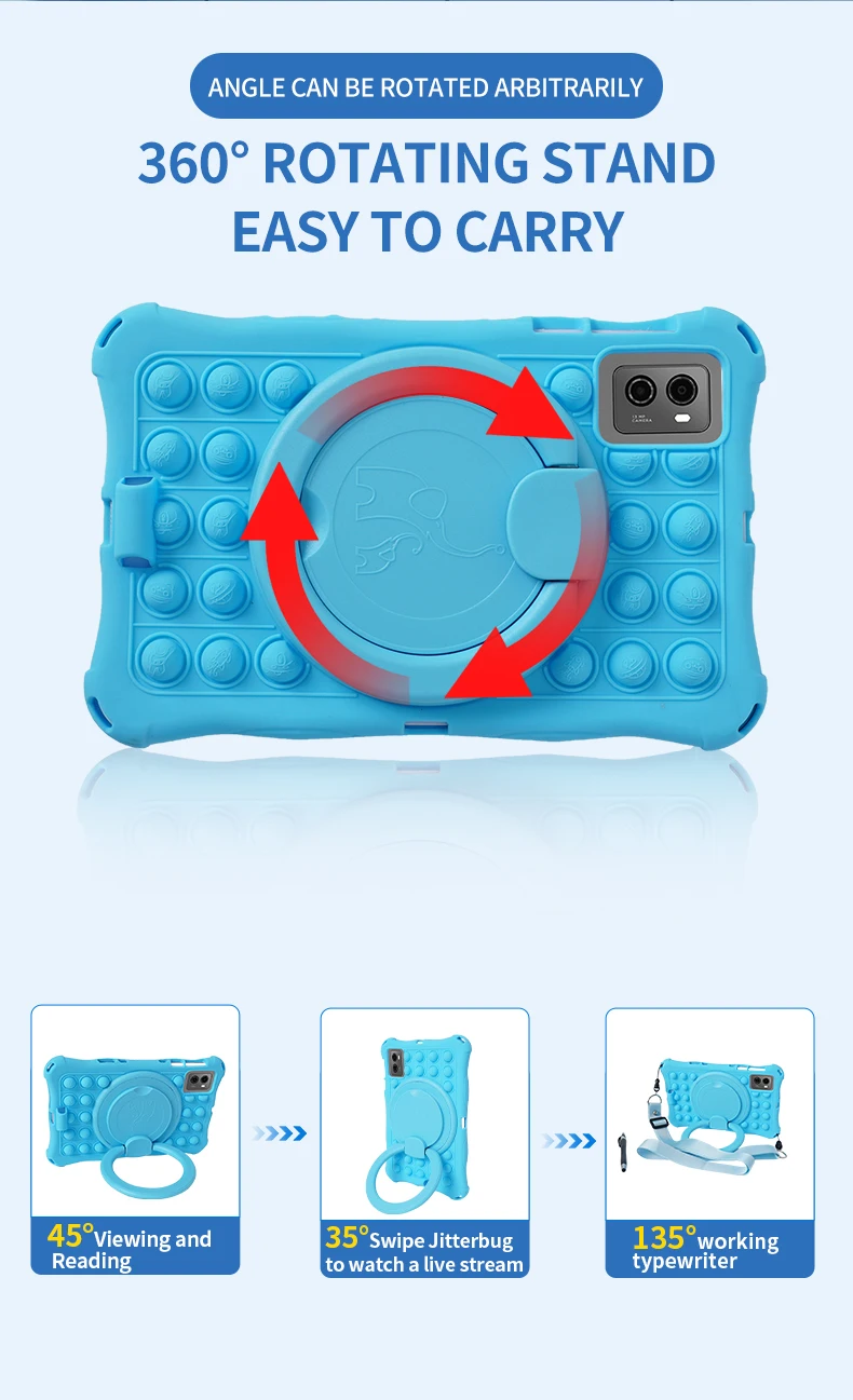 360 Rotating Stand Case For Lenovo Legion Y700 2022 2023 8.8 inch Soft Silicone Cover With Handle Grip And Shoulder Strap Coque - Image 2