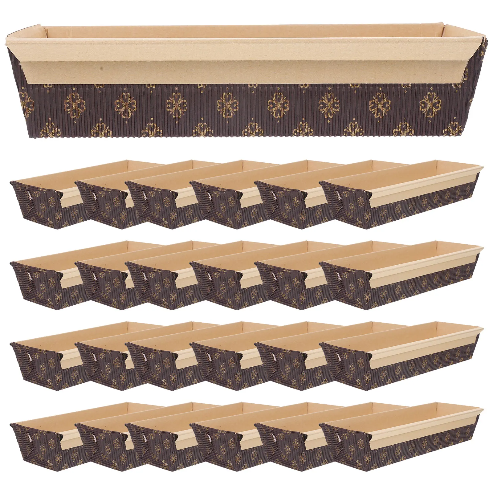 

25pcs Boat-type Bread Holder Non-stick Baking Loaf Pan Heat-resistant Disposable Molds Cake Bread Tray Corrugated Kitchen Pan
