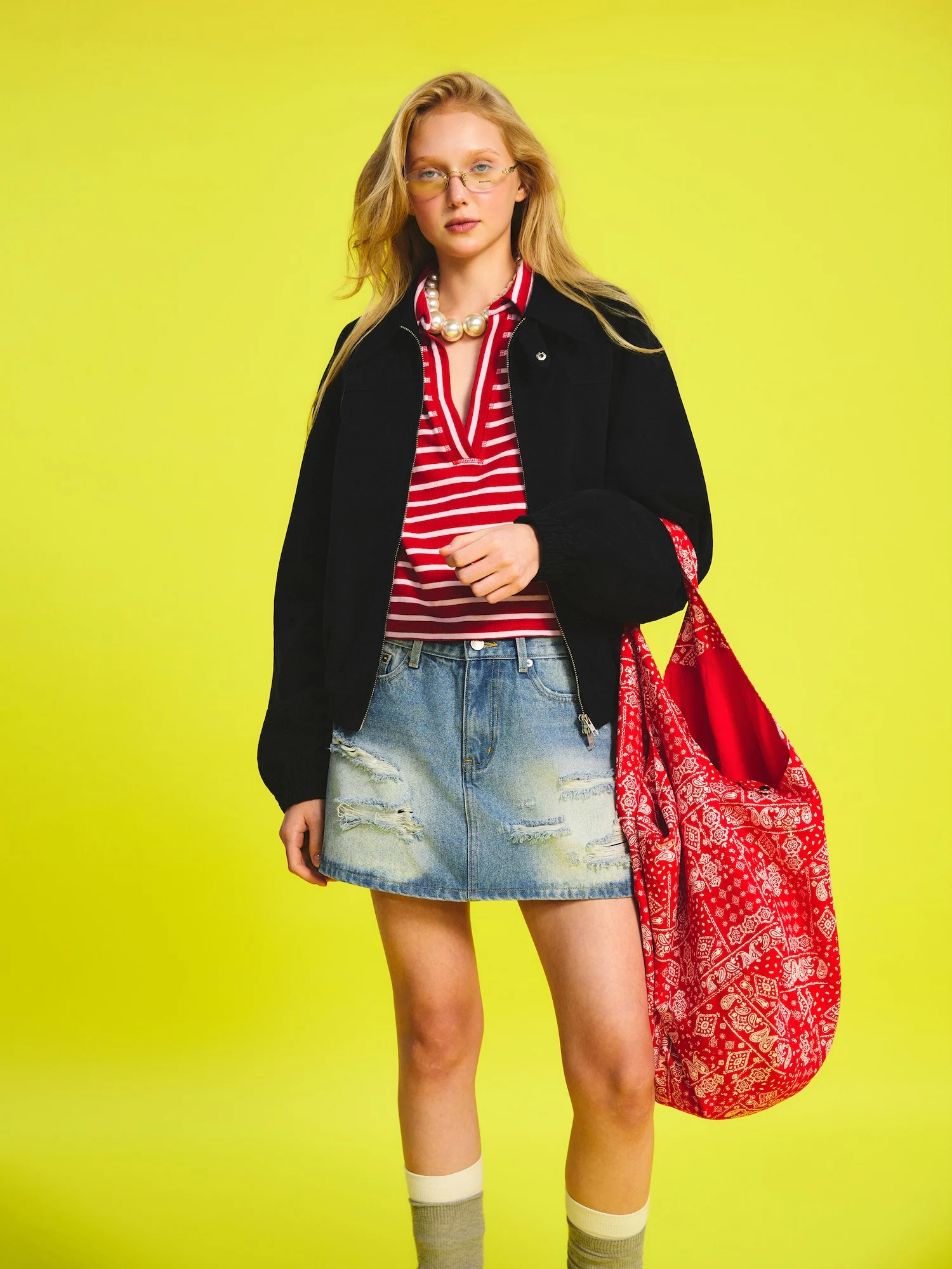 

Retro Blue Faded Denim Shorts Women's Spring Summer New Design Slimming Hole Design High Waist Cotton Jeans Pants