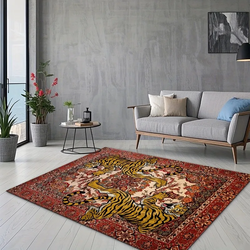Bohemian Style Tiger Pattern Home Decor Large Carpets for Living Room, Sofa Cushions, Door Mats, Coffee Table Mats, Bedroom Rugs - view 2