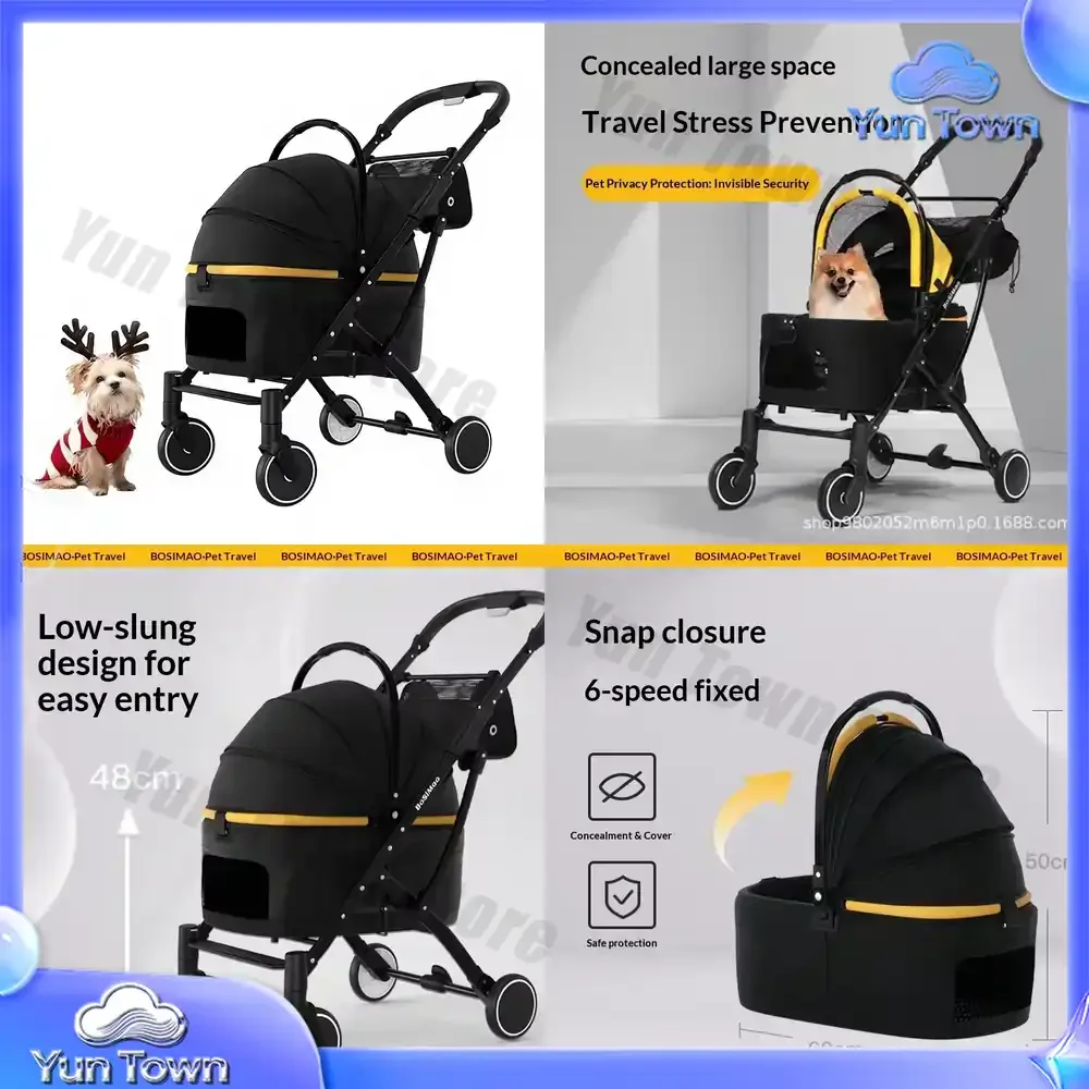 BOSIMAO Cross-Border Cat and Dog Metal Pet Cart New Design Hidden Buckle Foldable Model C340