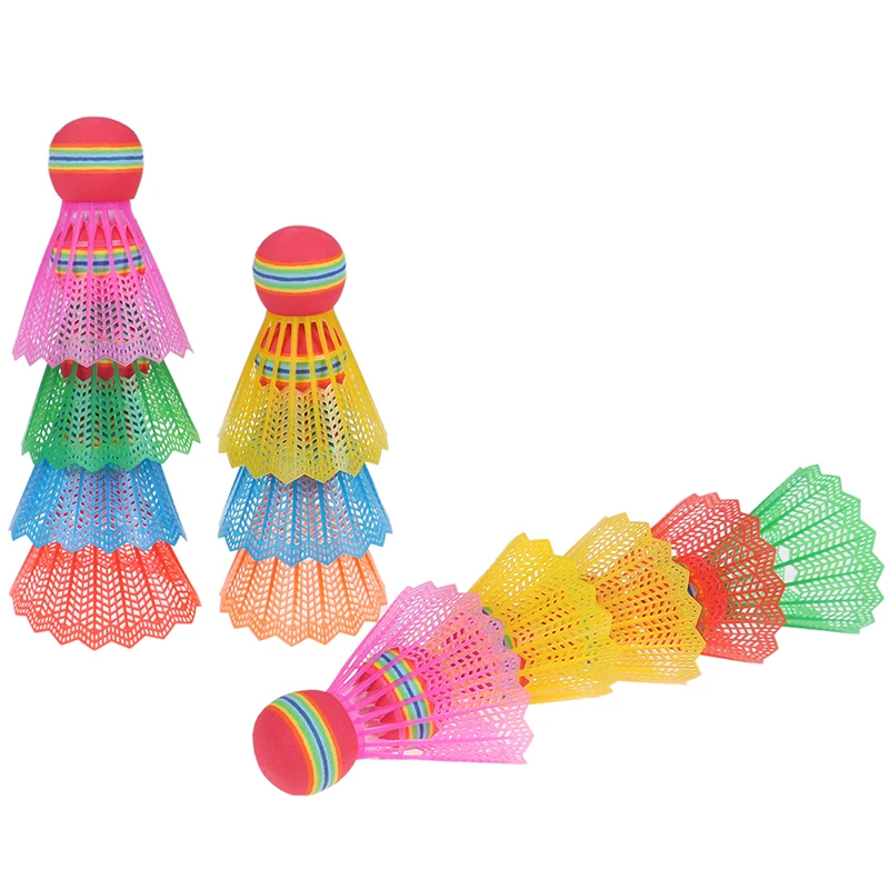 New 12 PCS Badminton EVA Rainbow Ball Head Nylon Badminton Feathers For Game Sport
