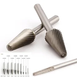 Tungsten Steel Hard Rotary Alloy Metal Grinding Head 1pcs Boring Cutter L-type Conical Dome Rotary Files