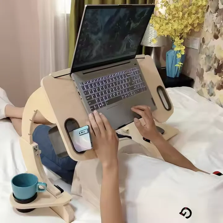 لوحة كمبيوتر محمولة صغيرة الكثافة مكتب كمبيوتر محمول طاولة سيارة متنقلة للسرير أو حامل كمبيوتر السيارة حامل كمبيوتر محمول خشبي متنقل #3