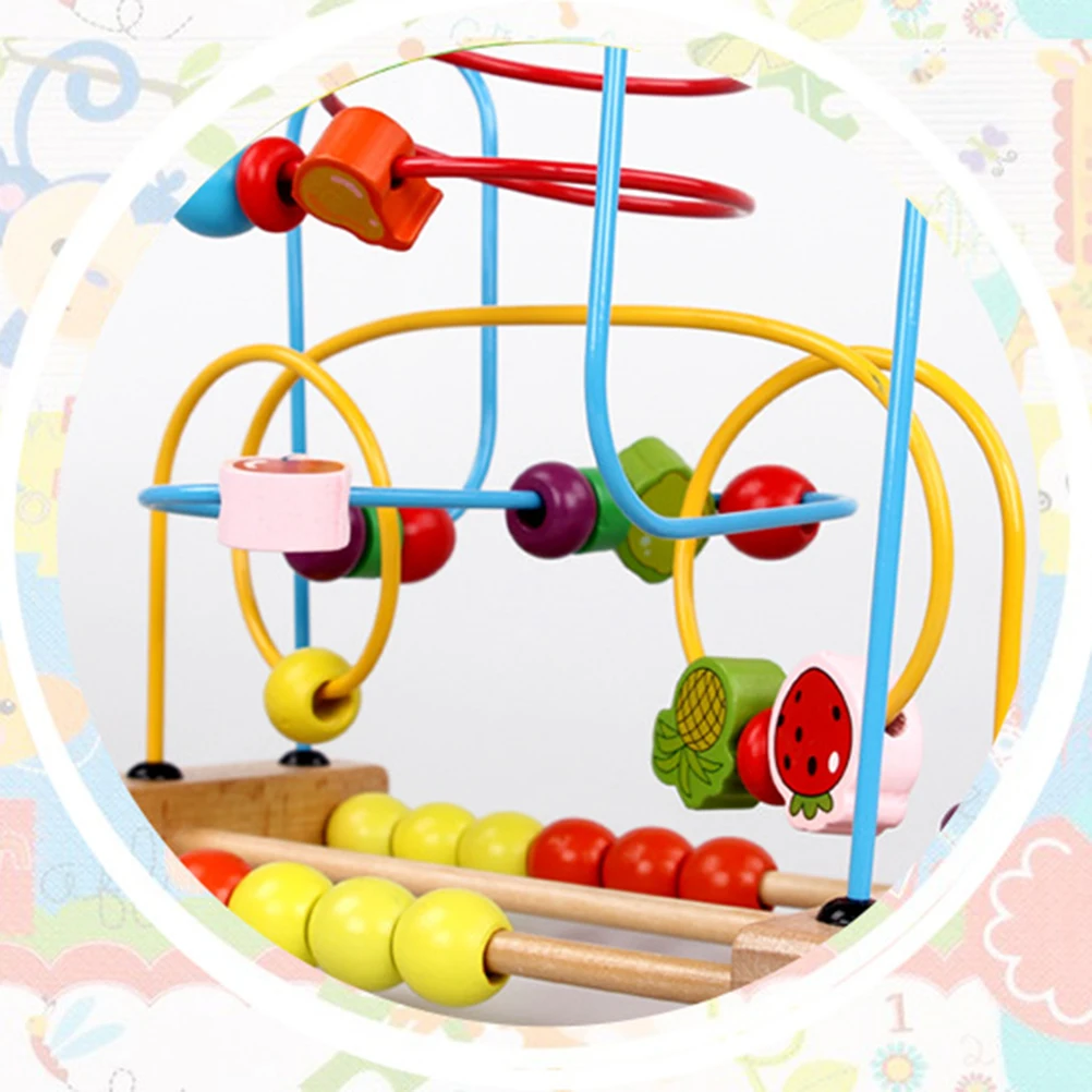 나무 과일 구슬 미로 롤러 교육용 주판 구슬 원형 선물 다채로운 활동 게임 3세 이상 어린이용 인지 학습