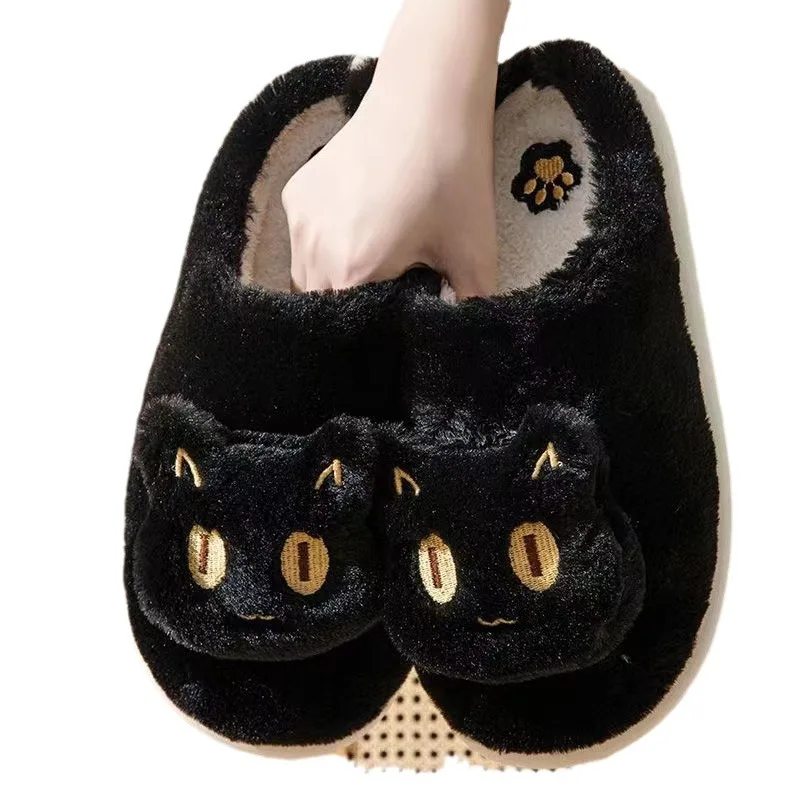 Women's Cotton Slippers Cotton Slippers Plush Cartoon Warm Comfort Couple Home Thick Soled Lovely Non Slip Slippers Cat