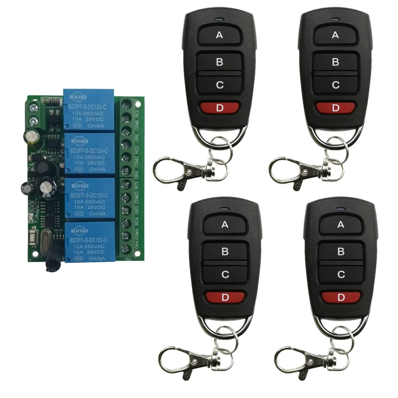 Smart Multiple AC110V 220V 433 MHz 4CH 4 Channel Wireless Radio Relay RF Remote Control Switch Receiver+Transmitter For garage