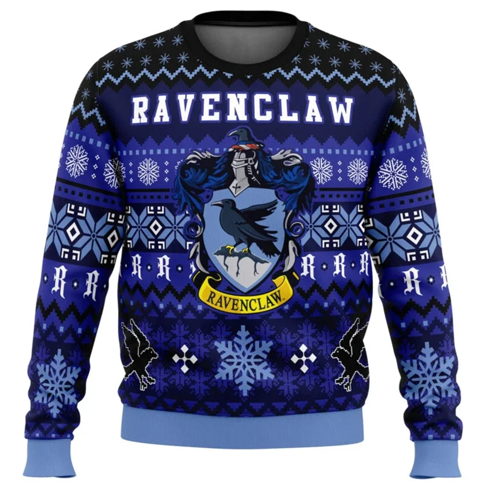 Ravenclaw Houseคริสต์มาสน่าเกลียดเสื้อกันหนาวผู้ชายผู้หญิงPulloverขายร้อนรอบคอแขนยาวเสื้อผ้าคริสต์มาส 2024 เสื้อกันหนาว