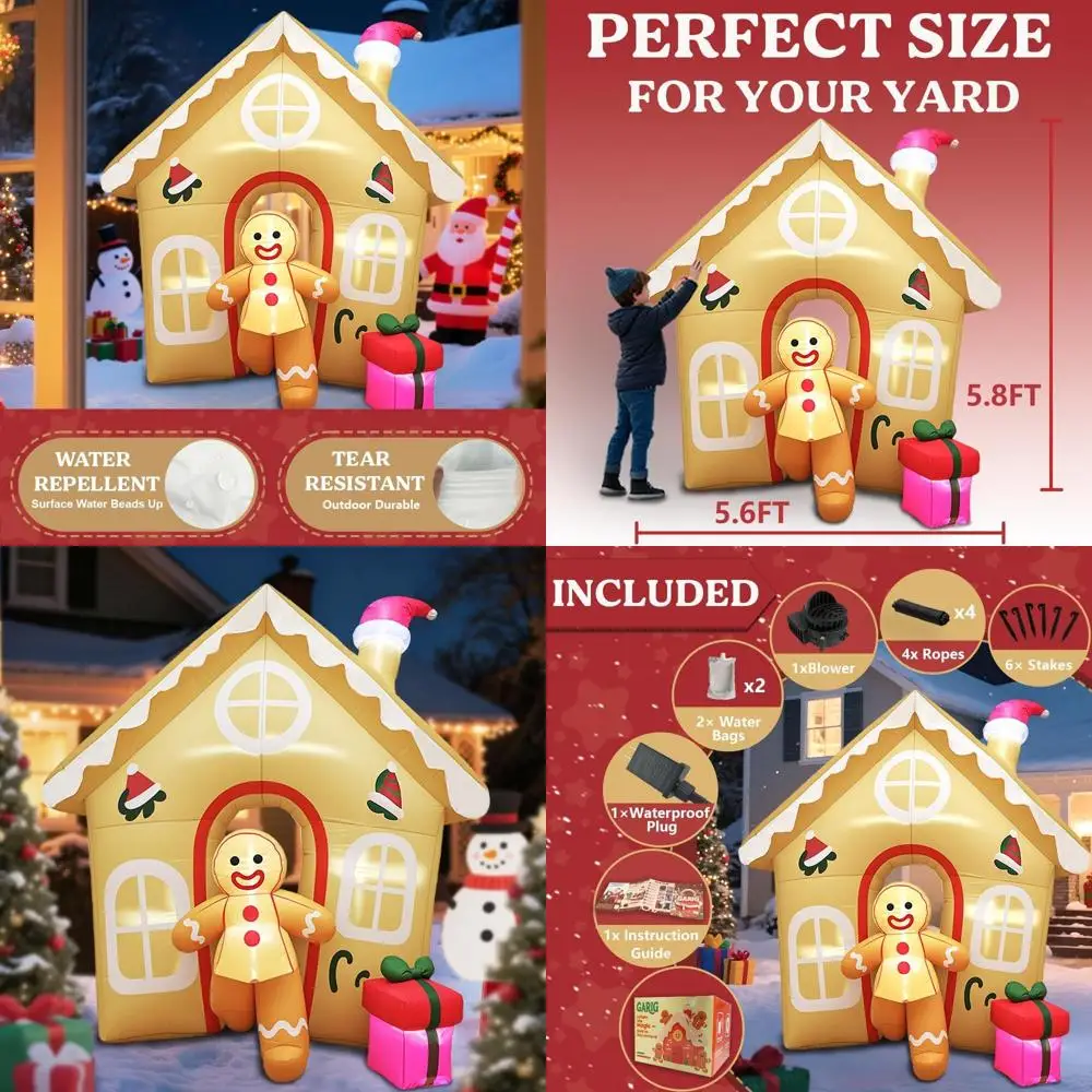 

Надувной уличный рождественский декор «Бегущий пряничный человечек» высотой 1,8 м со светодиодной подсветкой