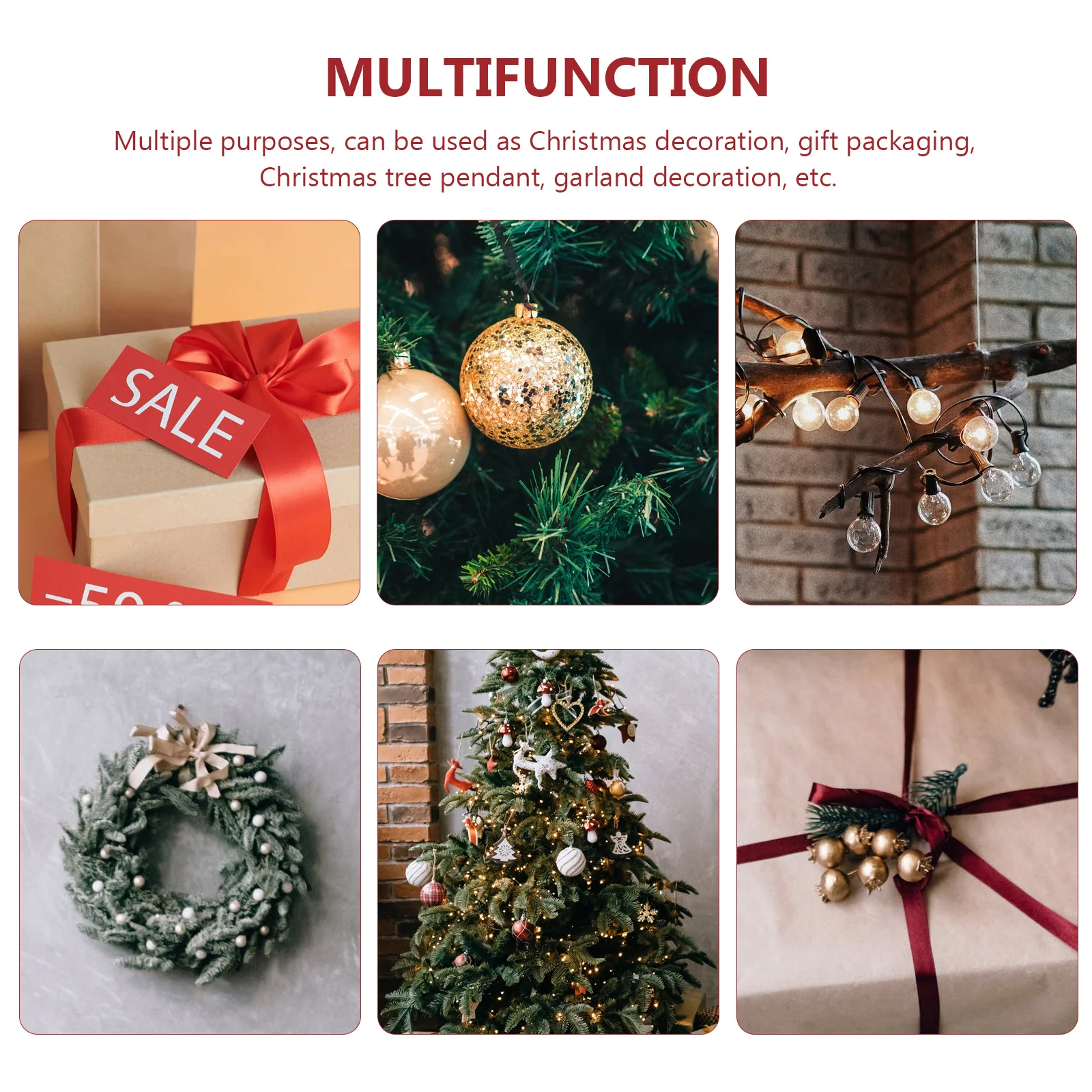 

24Pcs Xmas Decorative Ribbon Bows Bow Ribbons with Bells Christmas Gift Wrapping Tree Ornaments Christmas Ribbon Bells