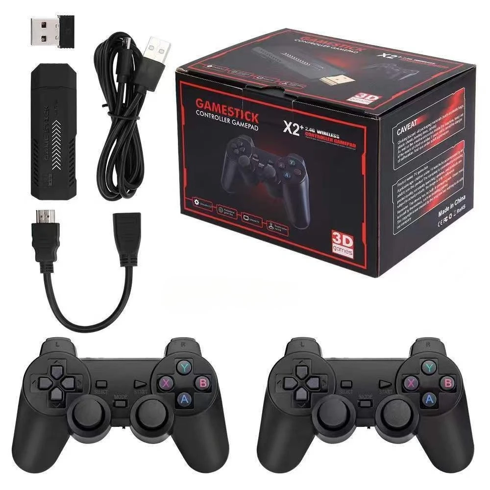 X2 Retro Game Console Stick 4K HDMI Output 40,000 Classical Games 40+ Emulators Dual Wireless Controllers Video Game Consoles