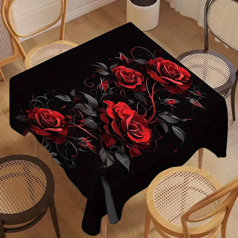 VIKAMA tablecloth rose print tablecloth home gift restaurant party coffee table desk square tablecloth decorative tablecloth
