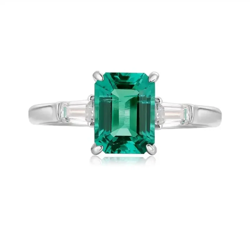 RUIF 2024 New Main Stone 1.44ct New Fine S925 Silver Lad Grown Emerald Rings for Women Luxury Design Girls Party Jewelry