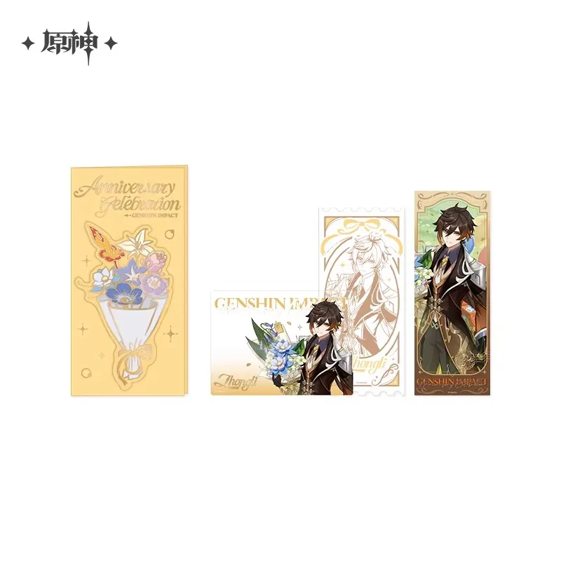 miHoYo Game Official Genshin Impact Commemorative Ticket Card Set Zhongli Nahida Furina Anime Prop Accessory Cosplay Xmas Gifts