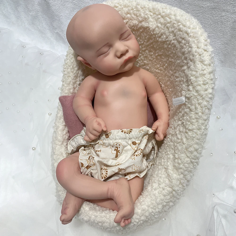 Realistic Lifelike 1:1 Real Touch Washable 17 inch Artificial Boy Baby Doll Toys Soft Painted  Full Solid Silicone Reborn Bebe