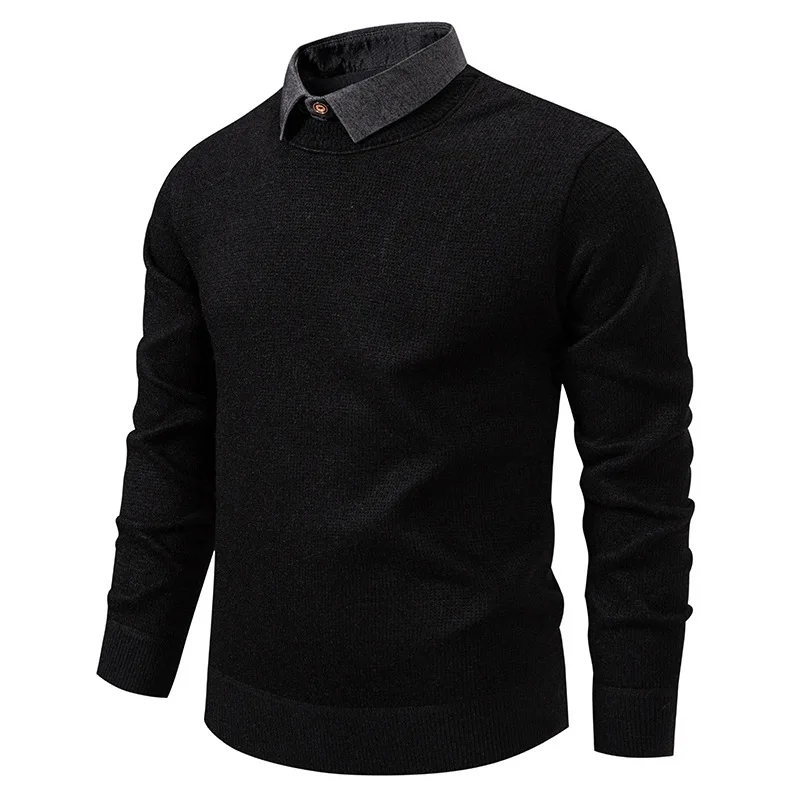 New Arrival Mens Knit Pullover Sweater Shirt Collar Coat Warm Autumn Winter
