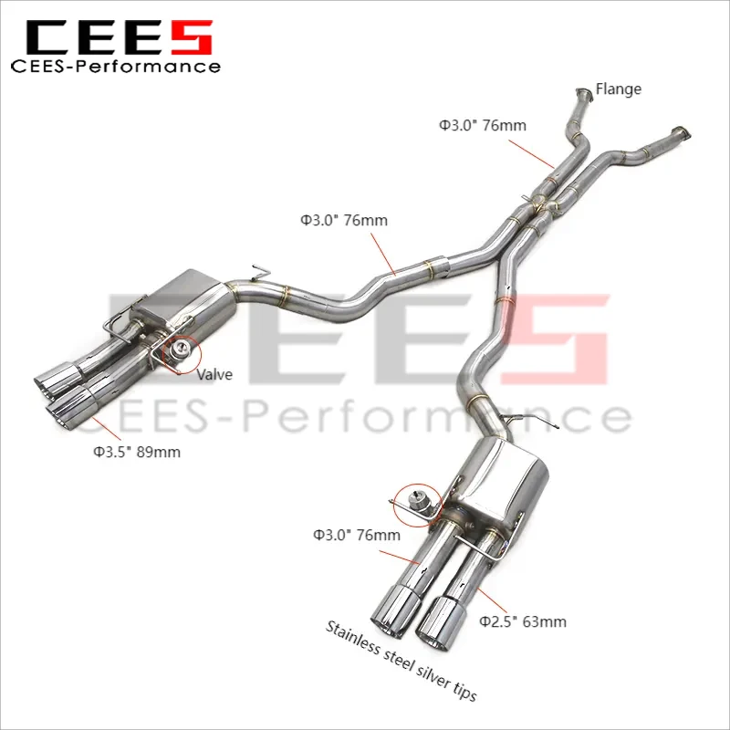 CEES T304 Catback Exhaust with Control for BMW M5 E60 5.0 2003-2010 Racing Car Pipe Muffler Valvetronic Exhaust System