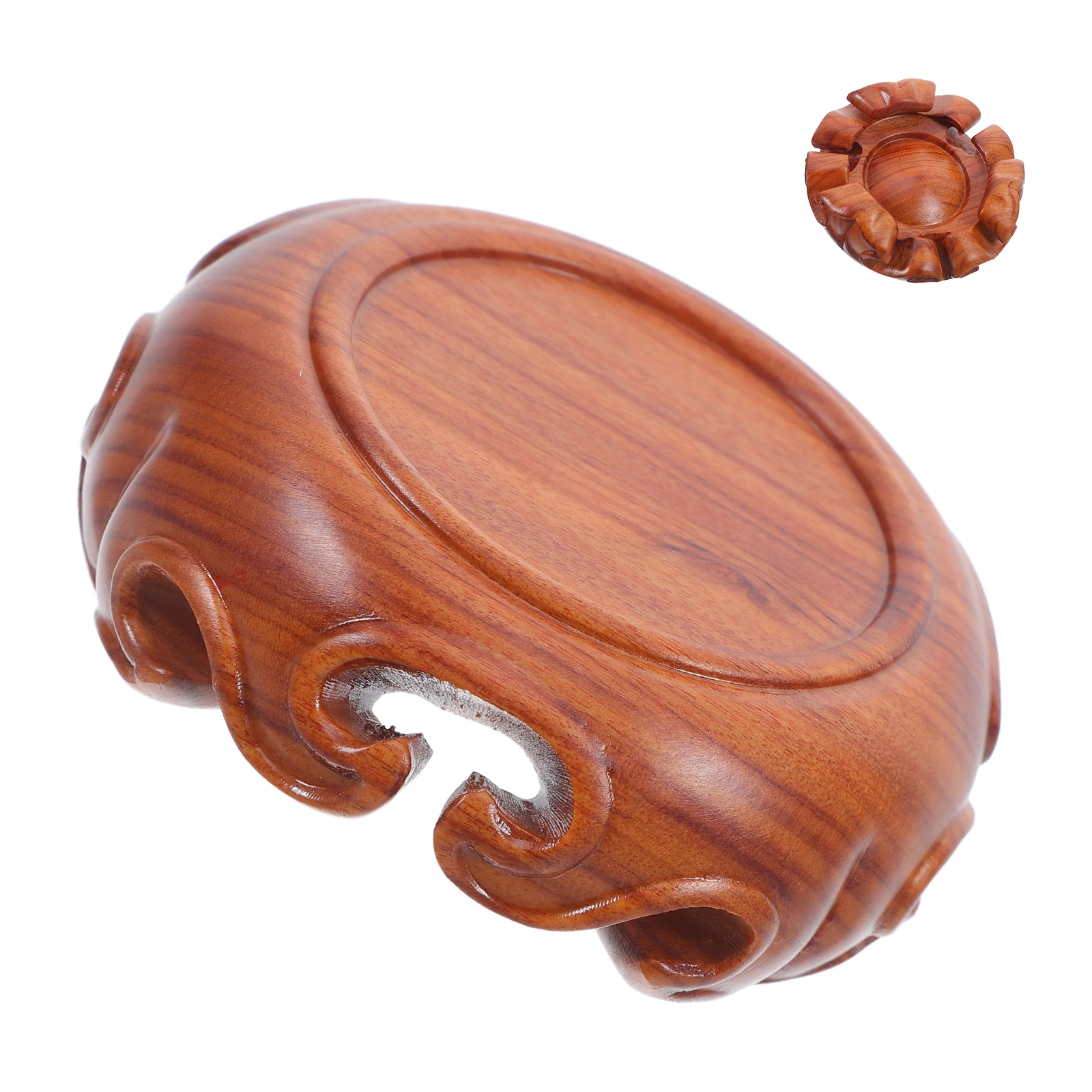 

1Set Small Wood Round Base Vintage Wooden Display Stand Brown Collectibles Home Office Decor