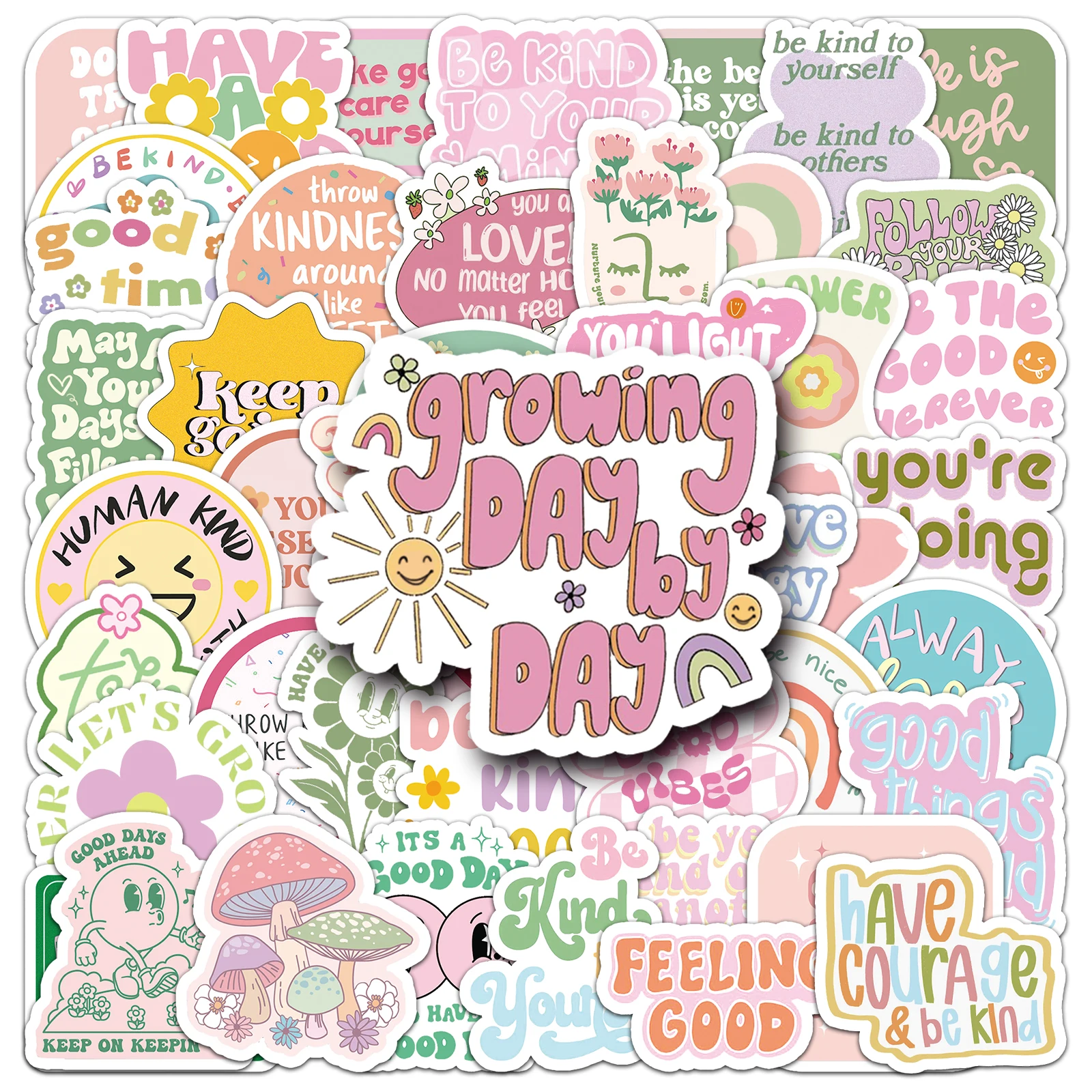 50Pcs Pink Letter Series Cartoon Cute Waterproof Sticker Skateboarding Snowboard Retro Vinyl Sticker
