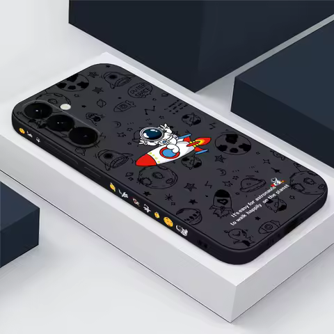 Cute Astronaut Pattern Case For Samsung Galaxy S25 S22 S23 S24 Ultra S23 FE A17 A55 A56 A16 A53 A54 A15 5G Soft TPU Phone Cover