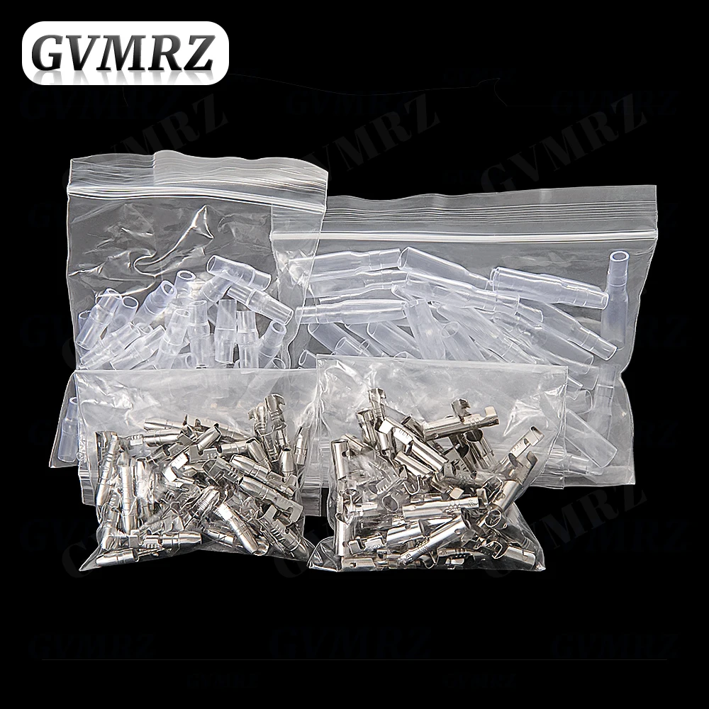 50sets 4.0 bullet Crimp terminal car electrical wire connector diameter 4mmFemale + Male + Case Cold press terminal