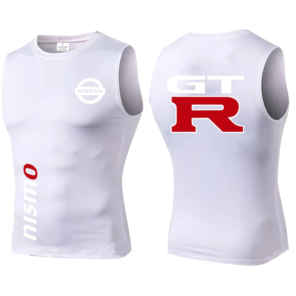 New gym compression men's vest, sleeveless Nissan logo printed vest shaping quick drying exercise