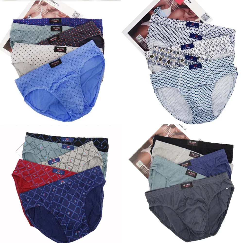 

5Pcs/Lot Men's 100% Cotton Briefs Summer Breathable Soft Plus Size Underwear 4XL 5XL 6XL Comfortable Daily Wear Underpants