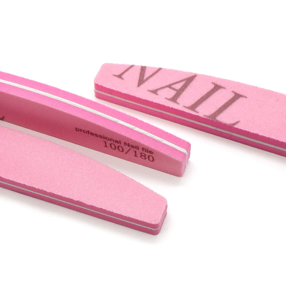 3/6PCS Professional Nail File 100 Grit For Artificial Nails 180 Grit For Natural Nails Sponge Files Buffer Strip Manicure Tools