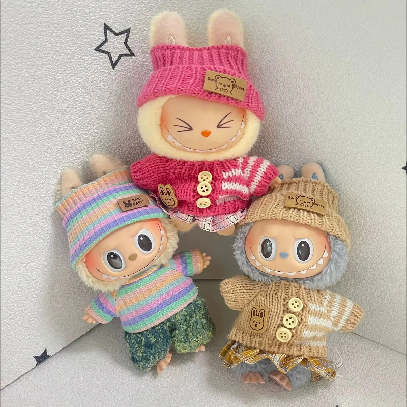 Per Labubu Abbigliamento per bambole Set di maglioni carini 17 cm Abbigliamento Scarpe Accessori per bambole fai da te Formazione Seduta Giochi di società Giocattoli Regali