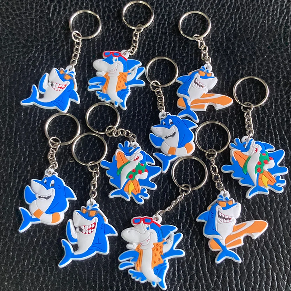 

10 Pcs Shark Keychains Key Ring Shark Under the Sea Party Favors Sea Birthday Supplies Classroom Rewards Carnival Prizes Gifts