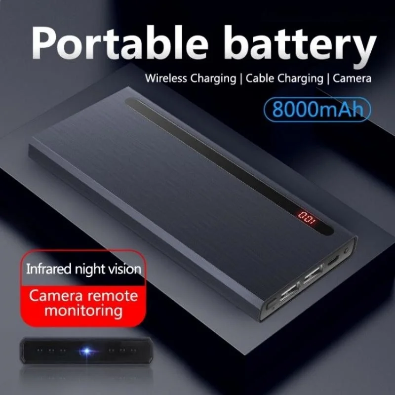 New mobile power bank, supports wireless recording, night vision, 1080p, suitable for office, outdoor, and room recording