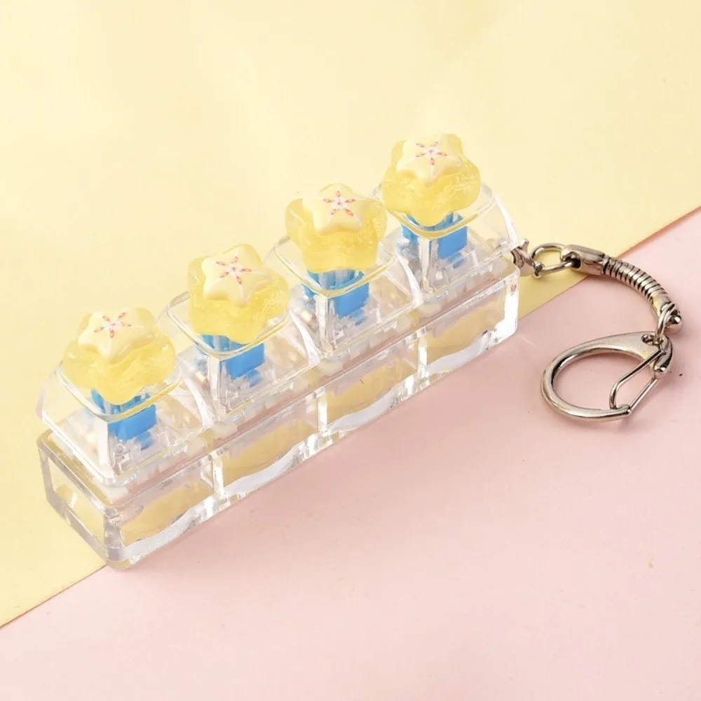 Kawaii 4-Key Fidget Keychain Smooth Fruit Push Button Keychain Mini Portable Mini Keychain Pendant Daily Use